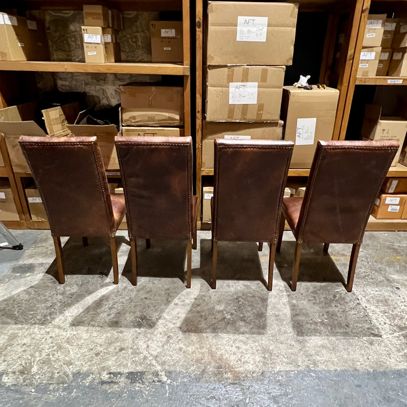 Alfred Leather Dining Chair in Maron Set of 4