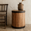 Old Elm Drum Side Table