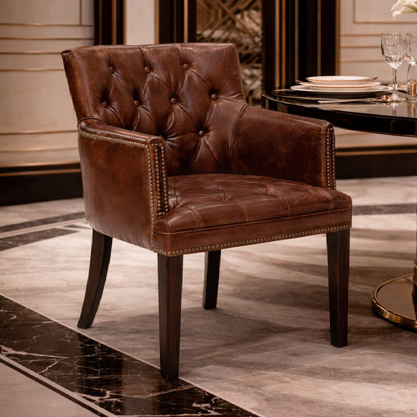 stafford leather dining chair - aged tobacco reviews Brown Stafford Vintage Leather Carver Chair