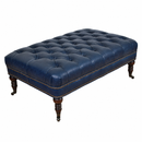 Chesterfield Blue Leather Coffee Table