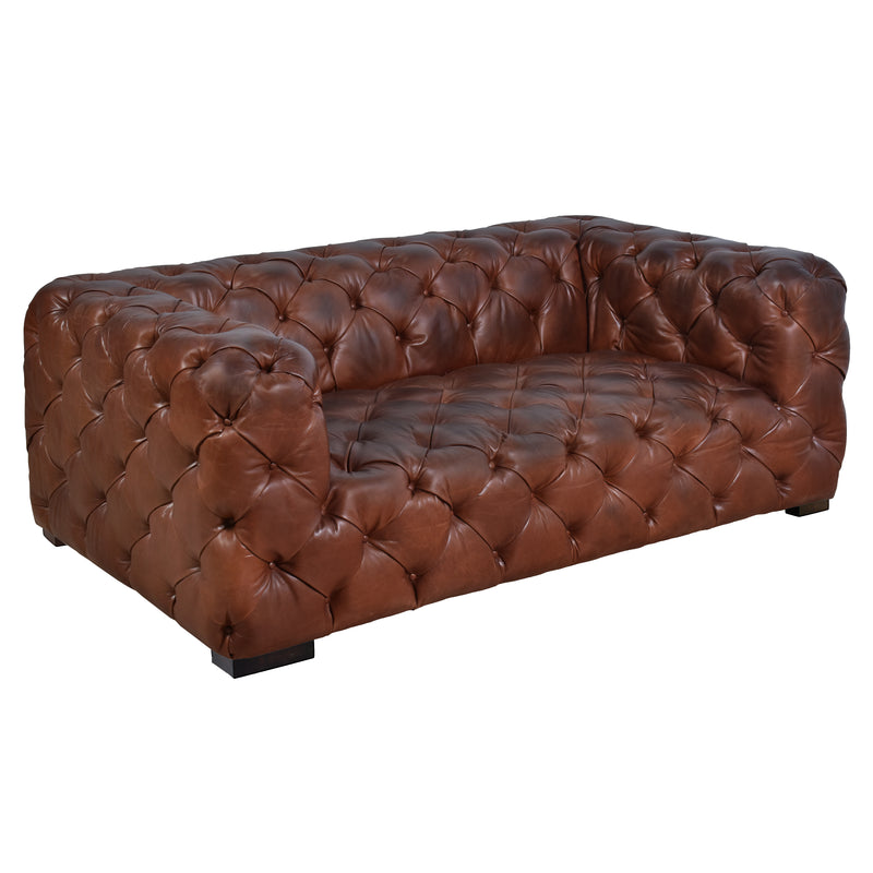 County Tufted Vintage Leather 2 Seat Sofa