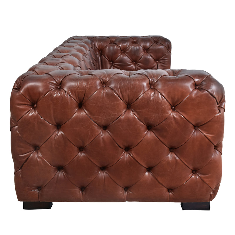 County Tufted Vintage Leather 3 Seat Sofa