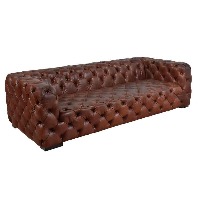 County Tufted Vintage Leather 3 Seat Sofa