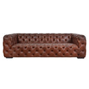 County Tufted Vintage Leather 3 Seat Sofa
