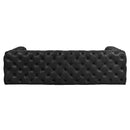 County Tufted Black Leather 3 Seat Sofa