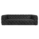 County Tufted Black Leather 3 Seat Sofa