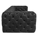 County Tufted Black Leather 3 Seat Sofa