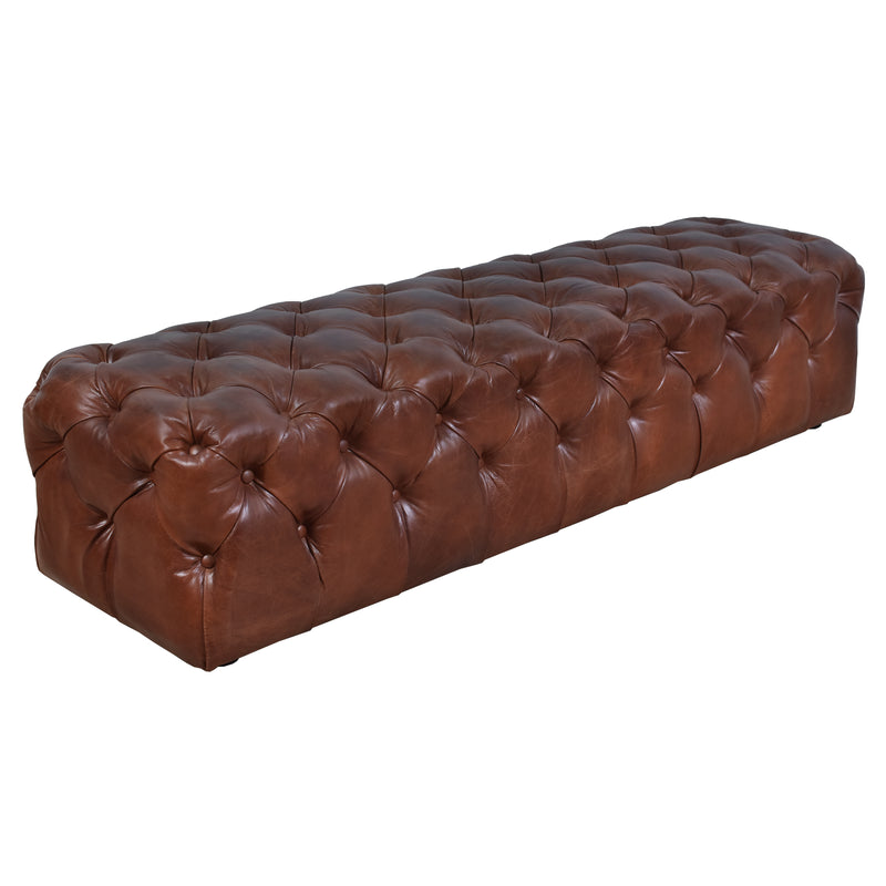 County Tufted Vintage Leather Bench