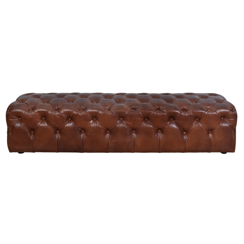 County Tufted Vintage Leather Bench