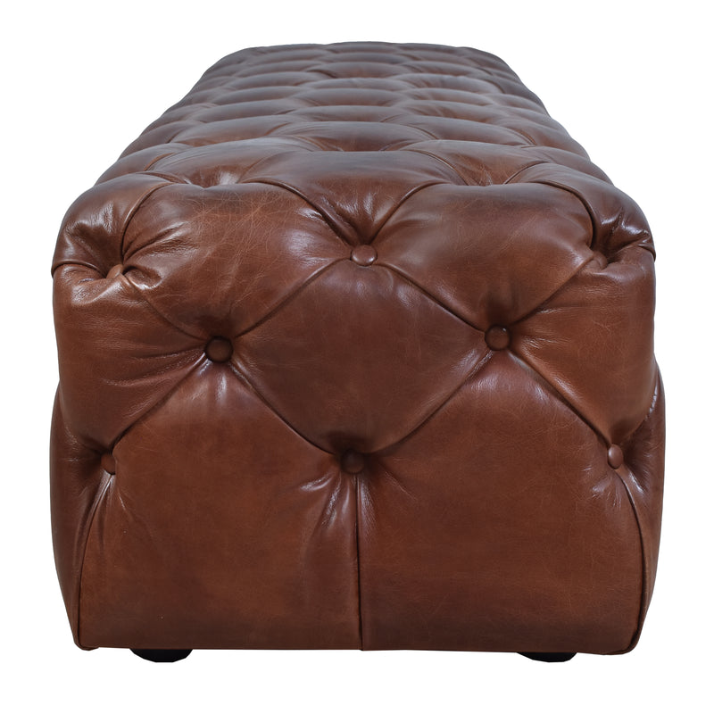 County Tufted Vintage Leather Bench