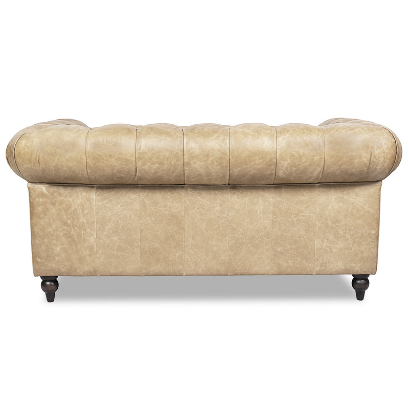 Windsor 2 Seater Sand White Leather Chesterfield Sofa