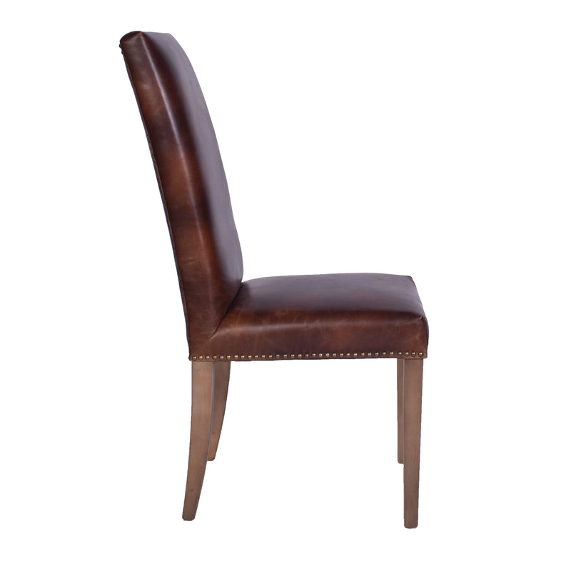 Alfred Leather Dining Chair in Briarsmoke-Dovetailed &amp; Doublestitched