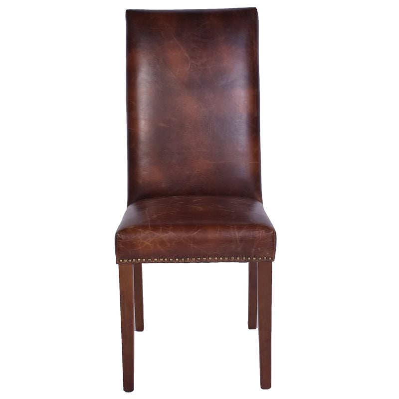 Alfred Leather Dining Chair in Maron-Dovetailed &amp; Doublestitched