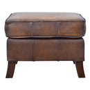 Alsace Antique Leather Ottoman-Dovetailed &amp; Doublestitched