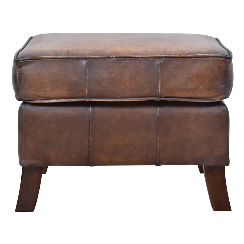 Alsace Antique Leather Ottoman-Dovetailed &amp; Doublestitched