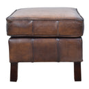 Alsace Antique Leather Ottoman-Dovetailed &amp; Doublestitched