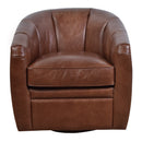 Ambrose Brown Leather Swivel Chair-Dovetailed &amp; Doublestitched