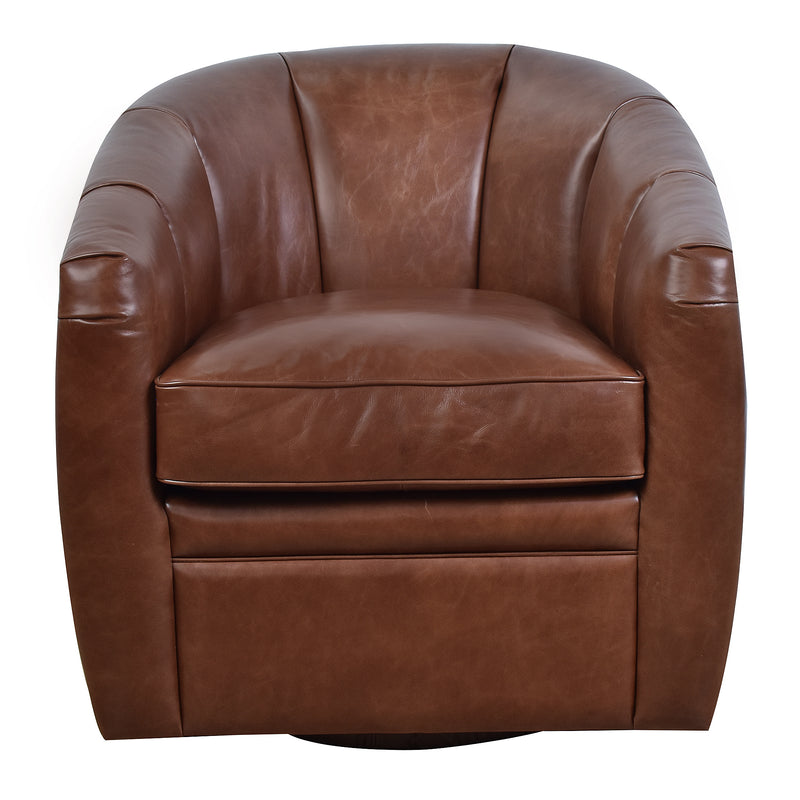 Ambrose Leather Swivel Chair-Dovetailed &amp; Doublestitched