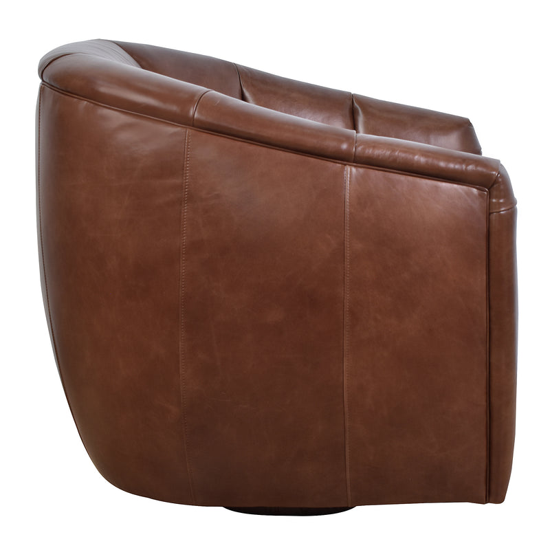 Ambrose Leather Swivel Chair-Dovetailed &amp; Doublestitched