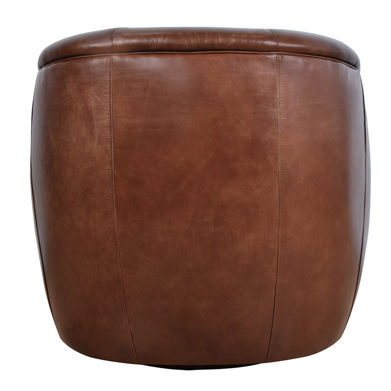 Ambrose Leather Swivel Chair-Dovetailed &amp; Doublestitched