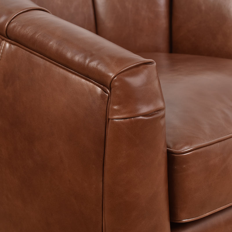 Ambrose Leather Swivel Chair-Dovetailed &amp; Doublestitched