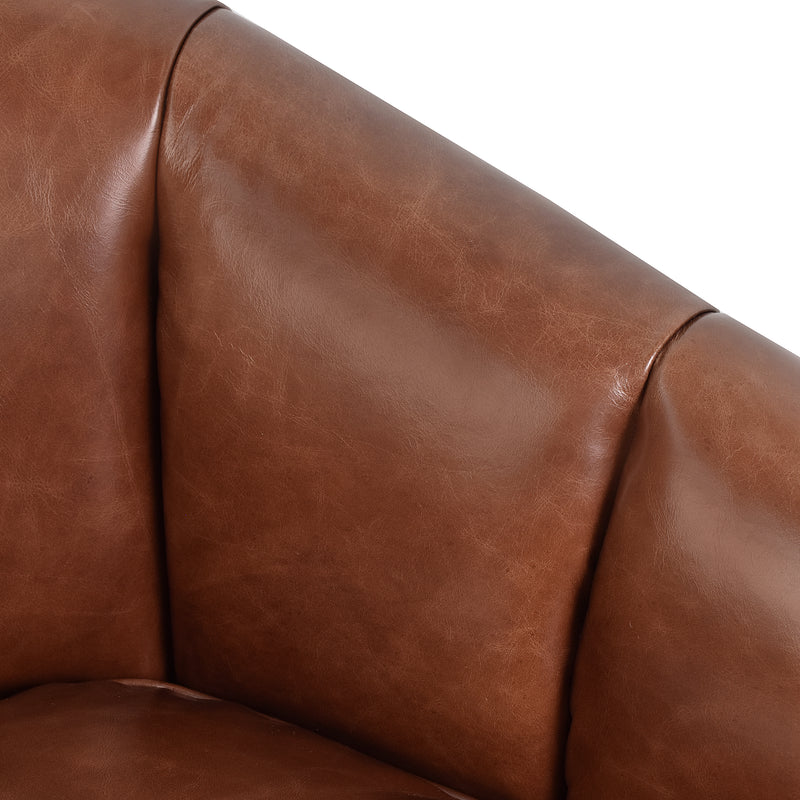 Ambrose Leather Swivel Chair-Dovetailed &amp; Doublestitched