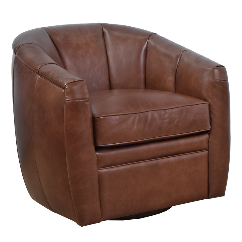 Ambrose Leather Swivel Chair-Dovetailed &amp; Doublestitched