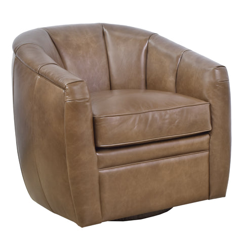 Ambrose Nutmeg Brown Leather Swivel Chair