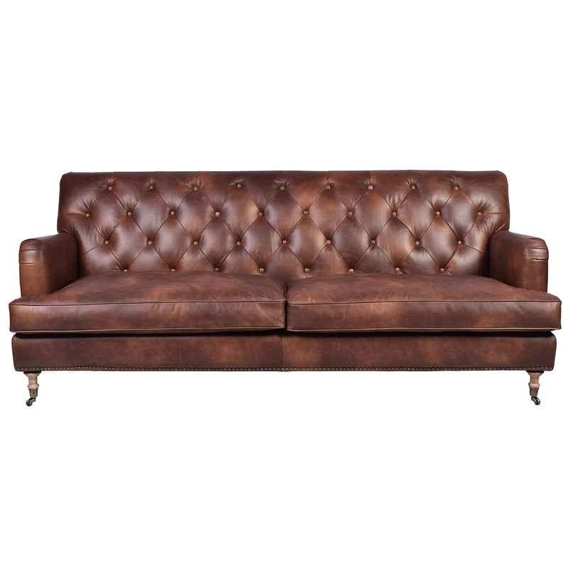 Amelia Distressed Leather Sofa-Dovetailed &amp; Doublestitched