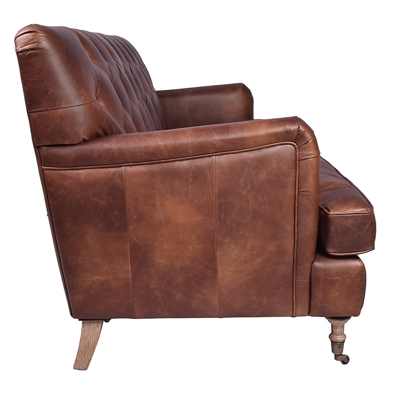 Amelia Distressed Leather Sofa-Dovetailed &amp; Doublestitched