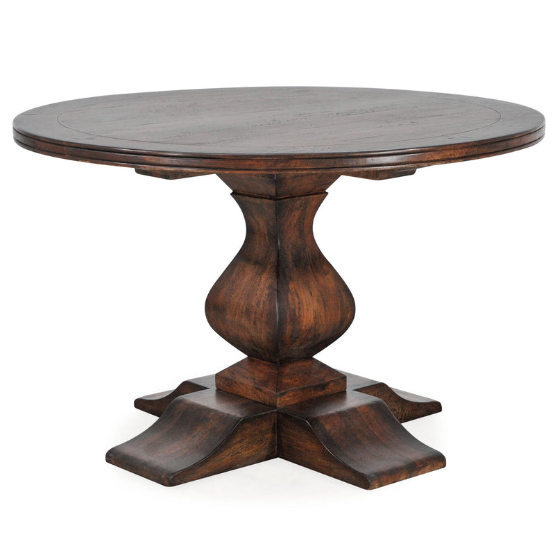 Amon Round 120cm Pedestal Dining Table-Dovetailed &amp; Doublestitched