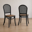Antoine Rattan Dining Chair Black-Dovetailed &amp; Doublestitched