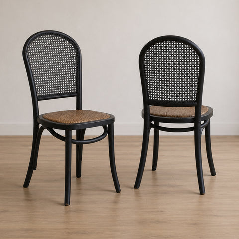 Antoine Rattan Dining Chair Black