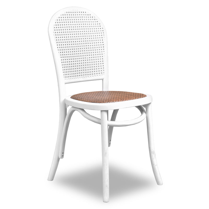 Antoine Rattan Dining Chair White-Dovetailed &amp; Doublestitched