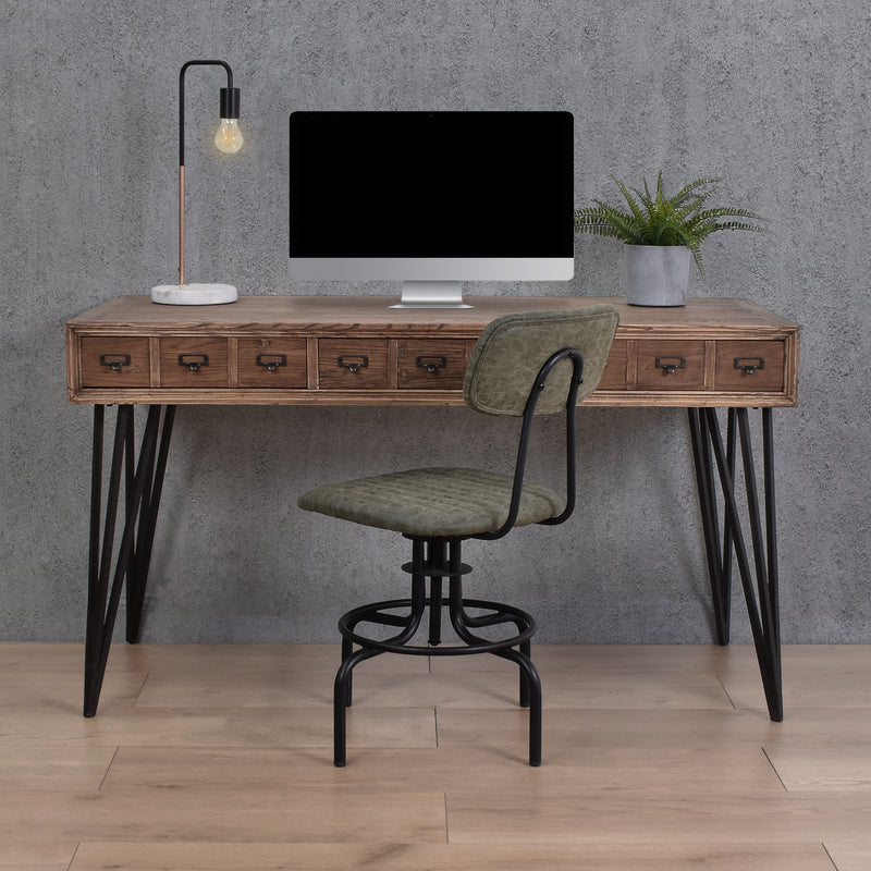 Apothecary Old Elm Desk-Dovetailed &amp; Doublestitched