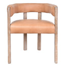Aria Caramel Leather Dining Chair White Wash-Dovetailed &amp; Doublestitched