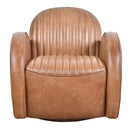 Art Deco Club Leather Swivel Chair-Dovetailed &amp; Doublestitched