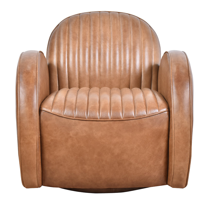 Art Deco Club Leather Swivel Chair-Dovetailed &amp; Doublestitched