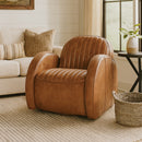 Art Deco Club Leather Swivel Chair-Dovetailed &amp; Doublestitched