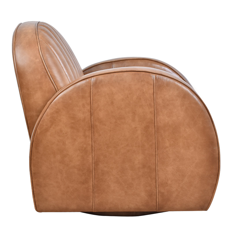 Art Deco Club Leather Swivel Chair-Dovetailed &amp; Doublestitched