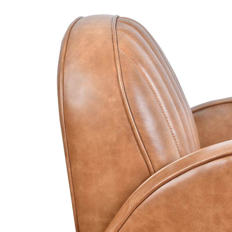 Art Deco Club Leather Swivel Chair-Dovetailed &amp; Doublestitched