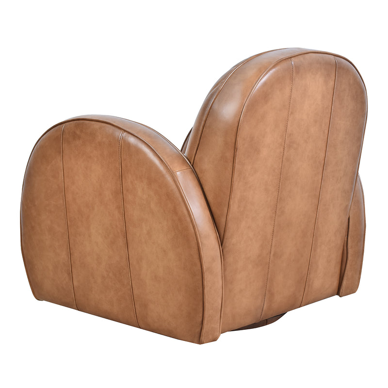 Art Deco Club Leather Swivel Chair-Dovetailed &amp; Doublestitched