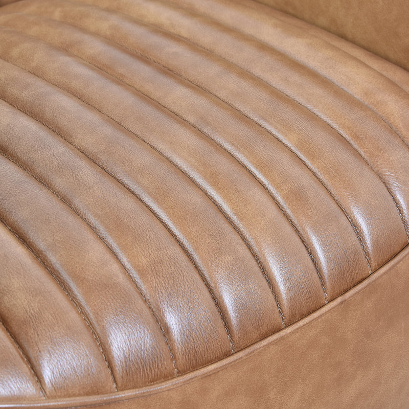 Art Deco Club Leather Swivel Chair-Dovetailed &amp; Doublestitched