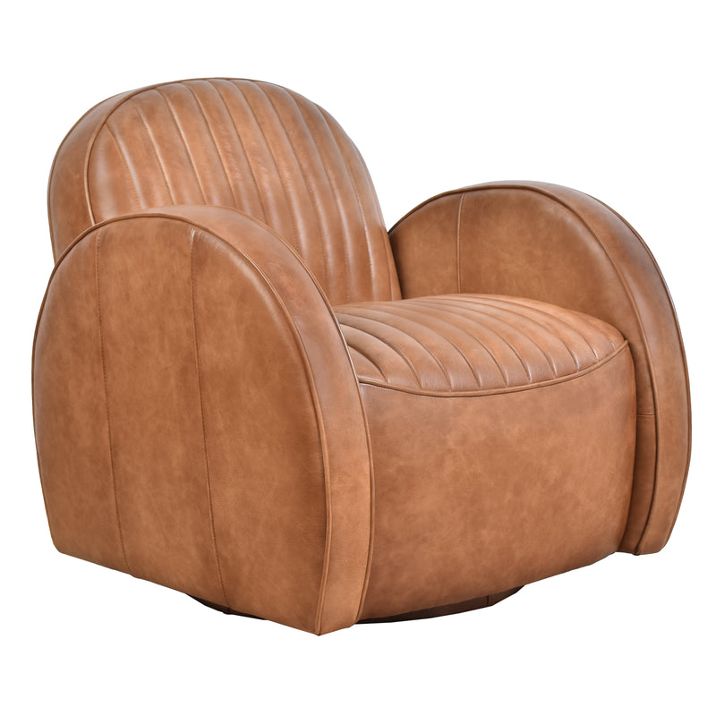 Art Deco Club Leather Swivel Chair-Dovetailed &amp; Doublestitched