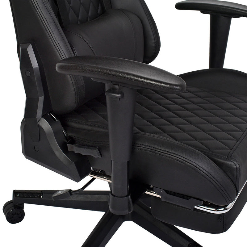 Astrid Gaming Chair in Black with Foot Rest-Dovetailed &amp; Doublestitched