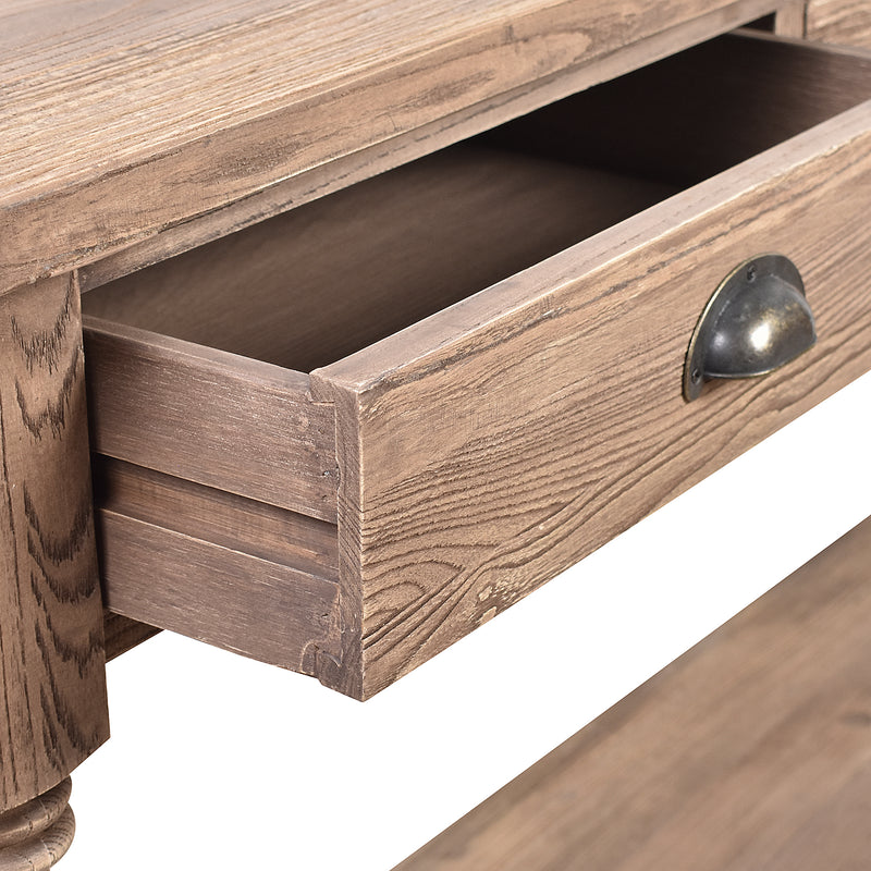 Augustus Farmhouse 3 Drawer Hall Table-Dovetailed &amp; Doublestitched