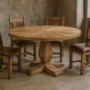 Aura 1.5m Oak Round Dining Table-Dovetailed &amp; Doublestitched