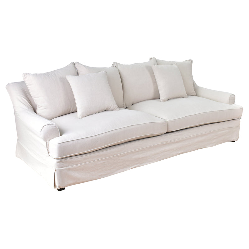Avalon 3.5 Seater Slip Cover Sofa in Salt & Pepper-Dovetailed &amp; Doublestitched