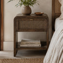 Avalon Bedside Table in Honey Brown-Dovetailed &amp; Doublestitched