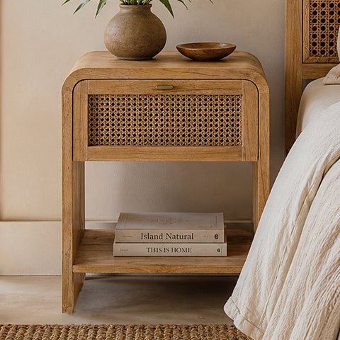Avalon Bedside Table in Light Tobacco